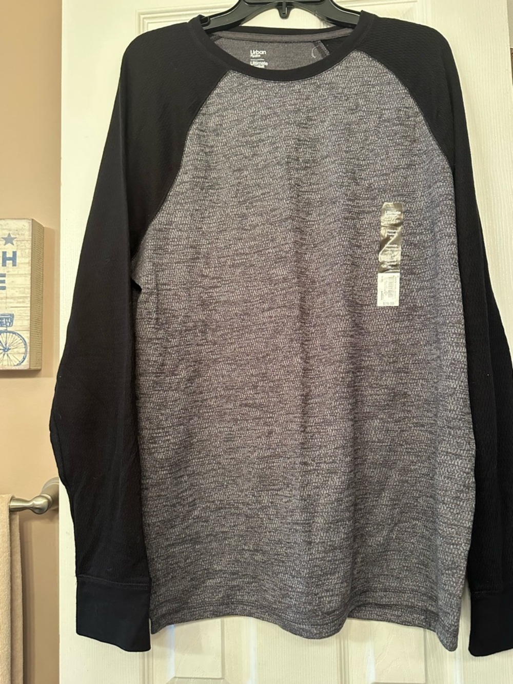 Kohl's Ultimate Thermal Long Sleeve Shirt in Heather Gray and Black